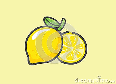 Yellow lemon fruit fresh ripe food vector Vector Illustration