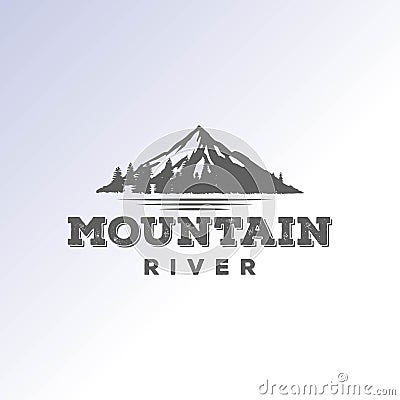 Ice Snow Rocky Mountain, Creek River Mount Peak Hill Vector Illustration