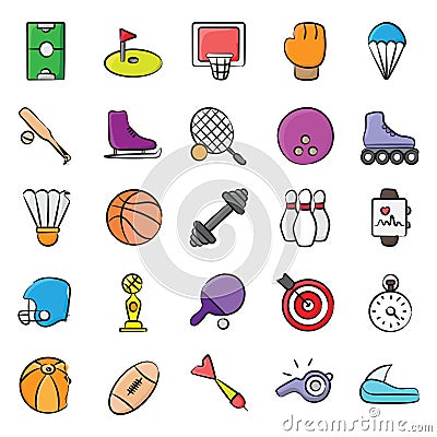 Olympic Sports Doodle Icons Pack Vector Illustration