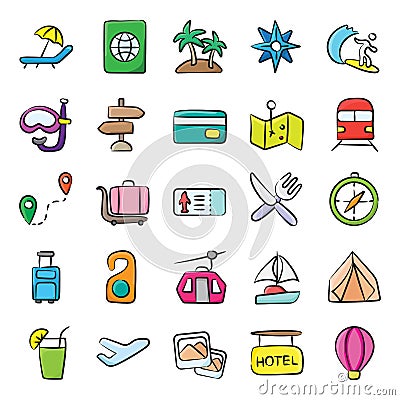 Pack Of Holidays Doodle Icons Vector Illustration