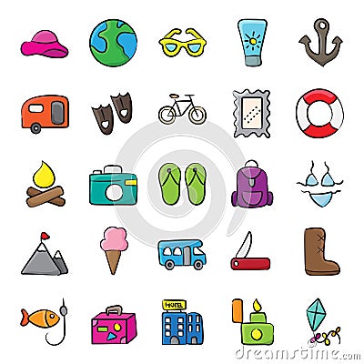 Pack Of Travel Doodle Icons Vector Illustration