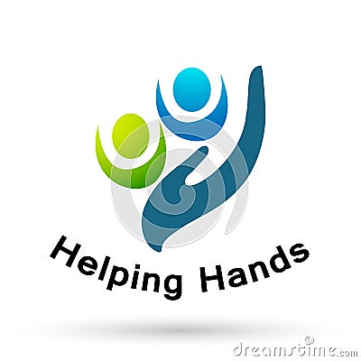 People care children Helping hands world giving hands open caring hands logo icon vector Stock Photo