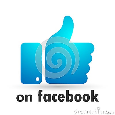 Like Us on Facebook Like Thumb icon Thumb Up Sign Business, feedback illustrations on white background Cartoon Illustration