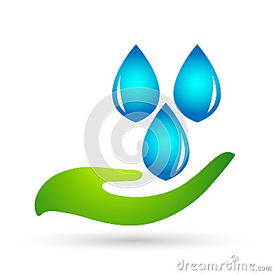 Water drop save water people hand care wellness healthy life water save concept illustrations Cartoon Illustration