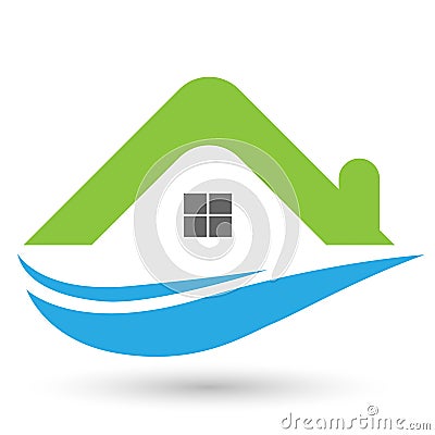 Real estate company family loving holding home house roof icon company illustrations vector design Cartoon Illustration