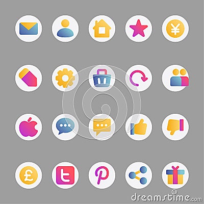 Social Media - 20 icons image. Vector Illustration