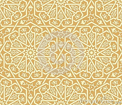 Seamless golden Islamic pattern. Traditional oriental graphic style. Vector Illustration