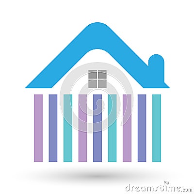 Real estate company family loving holding home house roof icon company illustrations vector design Cartoon Illustration