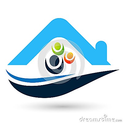 Happy Family care union team love in home hands care house children kids taking growth wellness parenting care successful icon Stock Photo