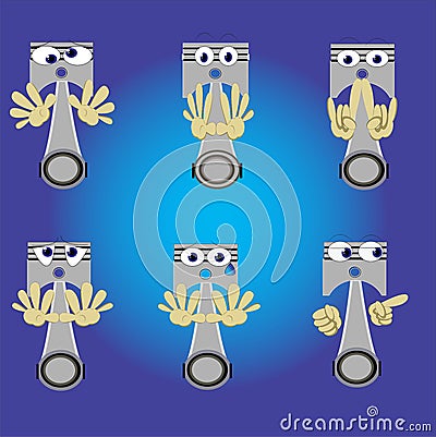 Characther cute piston crazy drunk cartoon icons Vector Illustration