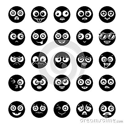 Cute Emoticons In Modern solid Style Vector Illustration