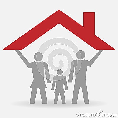 Family under a house roof Vector Illustration