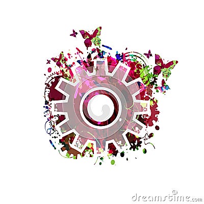 Colorful cogwheel isolated vector illustration, gear symbol Vector Illustration