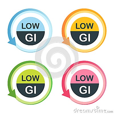 Low GI Food Labels Vector Illustration