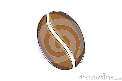 A hand drawn coffee bean isolated on white background. Good logo or design element for any project. Vector Illustration