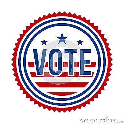 2020 Presidential Election Vote Badge. USA Patriotic Stars and Stripes. United States of America Democratic / Republican President Vector Illustration