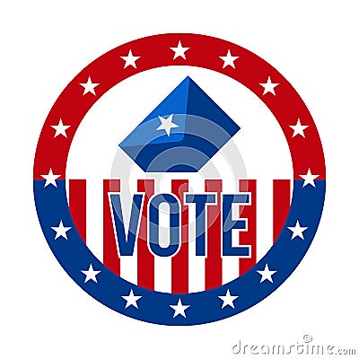 2020 Presidential Election Vote Badge - United States of America. USA Patriotic Symbol - American Flag. Democratic / Republican Vector Illustration