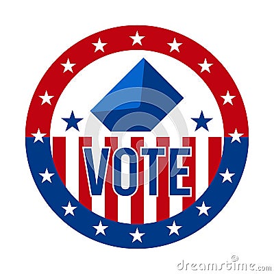 2020 Presidential Election Vote Badge - United States of America. USA Patriotic Symbol - American Flag. Democratic / Republican Vector Illustration