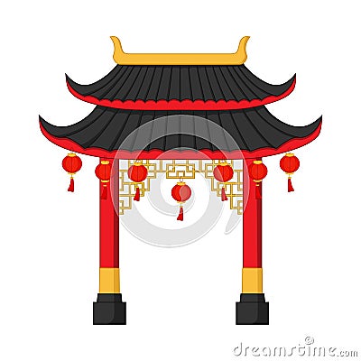 Chinese Gate and paper lamp on white background Vector Illustration