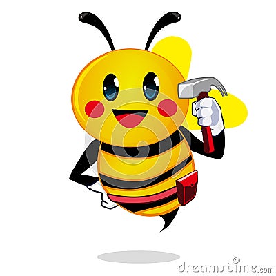 Honey bee logo mascot cartoon Vector Illustration