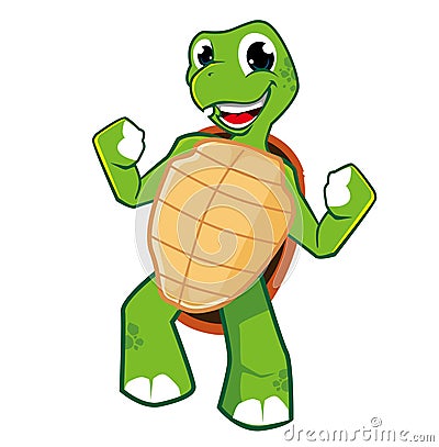 Green turtle mascot cartoon Vector Illustration