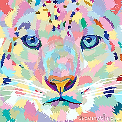 Close up face tiger pop art portrait premium vector isolated decoration Vector Illustration