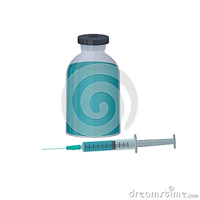 Vaccine. Syringe with ampoule, vector illustration Vector Illustration