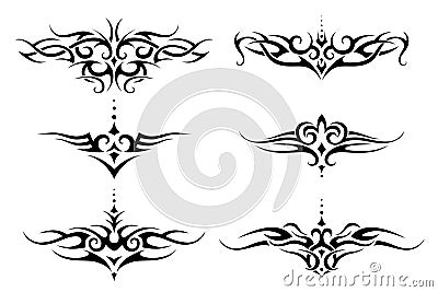 Set of tribal tattoo . Vector frame border pattern ornament decor collection. Vector Illustration