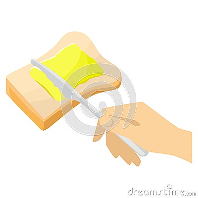 Putting butter on toast flat vector illustration Vector Illustration