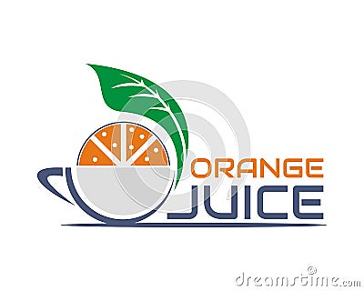 Illustration vector graphic of orange on the cup and green leaf, Vector Illustration