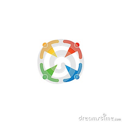 These are symbols, icons, logos, teamwork, cooperation, meetings, modern, people. Vector Illustration