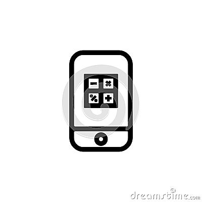 These are logos, symbols, icons, smartphones, applications, calculations, calculator. Vector Illustration