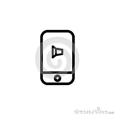 These are logos, symbols, icons, smartphones, applications, loudspeakers, speakers. Vector Illustration