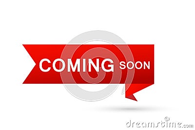 Coming soon Modern Web Banner ribbon Element Vector Illustration Hanging Tag Coming Soon Stock Photo