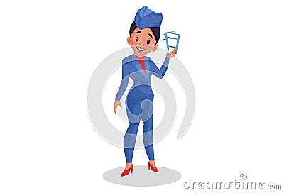 Air hostess cartoon illustration Vector Illustration