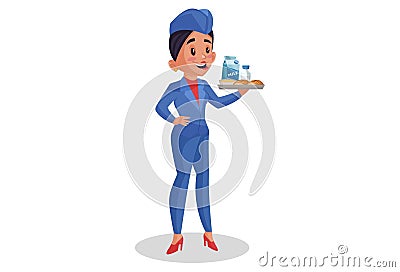 Air hostess cartoon illustration Vector Illustration