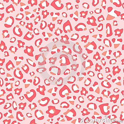 Pink seamless pattern with tiger or leopard texture. Repetitive background with jaguar animal print Vector Illustration