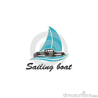 Catamaran sailboat vector logo Vector Illustration