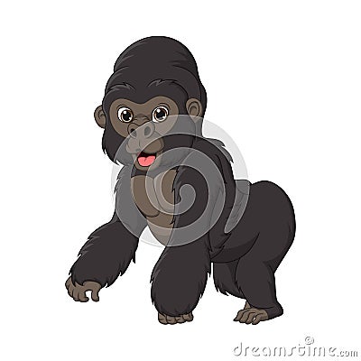 Cute gorilla cartoon isolated on white background Vector Illustration