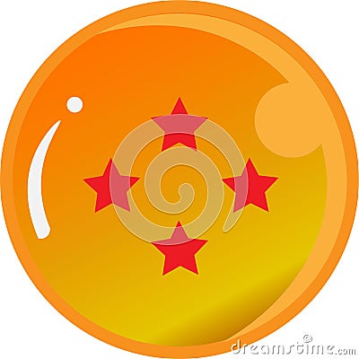 Vector of Dragon Ball Four Star with Gold Color Vector Illustration