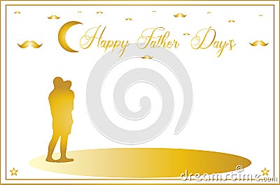 Happy fathers day greeting with golden lines. Father felicitation shimmer gold card. Typography lettering whorl text element for y Vector Illustration