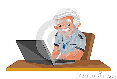 Watchman Vector Cartoon Character Vector Illustration