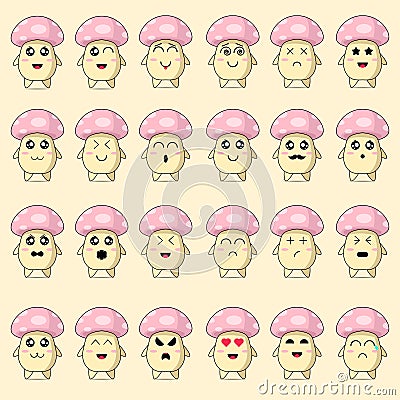 Mushrooms Icon Kawaii Style Vector Illustration