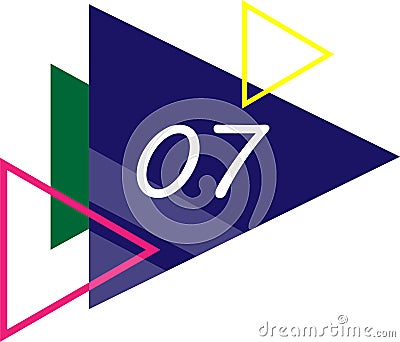 Flat arrow bullet point of number seven Vector Illustration