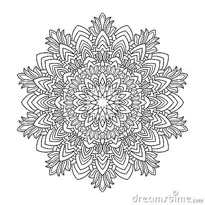 Abstract natural mandala with floral elements on white isolated background. Vector Illustration