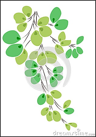 Watercolour green Floral art isolated Vector Illustration