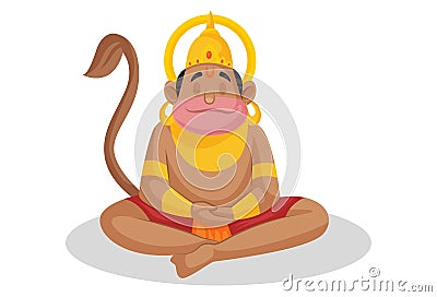 Lord Hanuman Vector Cartoon Illustration Vector Illustration