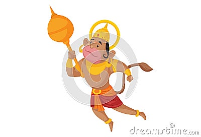 Lord Hanuman Vector Cartoon Illustration Vector Illustration