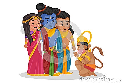 Lord Hanuman Vector Cartoon Illustration Vector Illustration