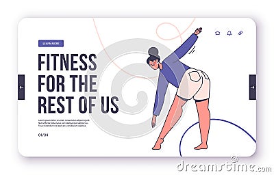 Fitness, sports morning exercises concept for landing page design. Vector Illustration
